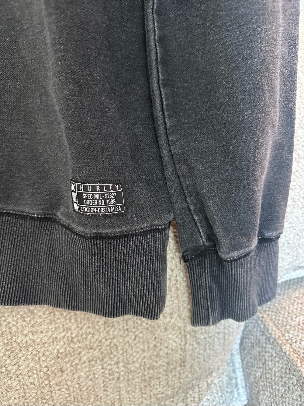 Hurley Black Washed Crewneck Sweatshirt - Men's - Picture 5 of 7